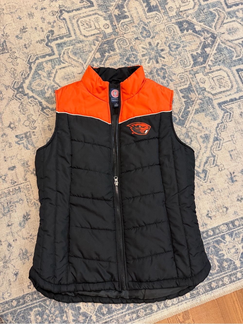 Oregon State Beavers Black & Orange Puffer Vest